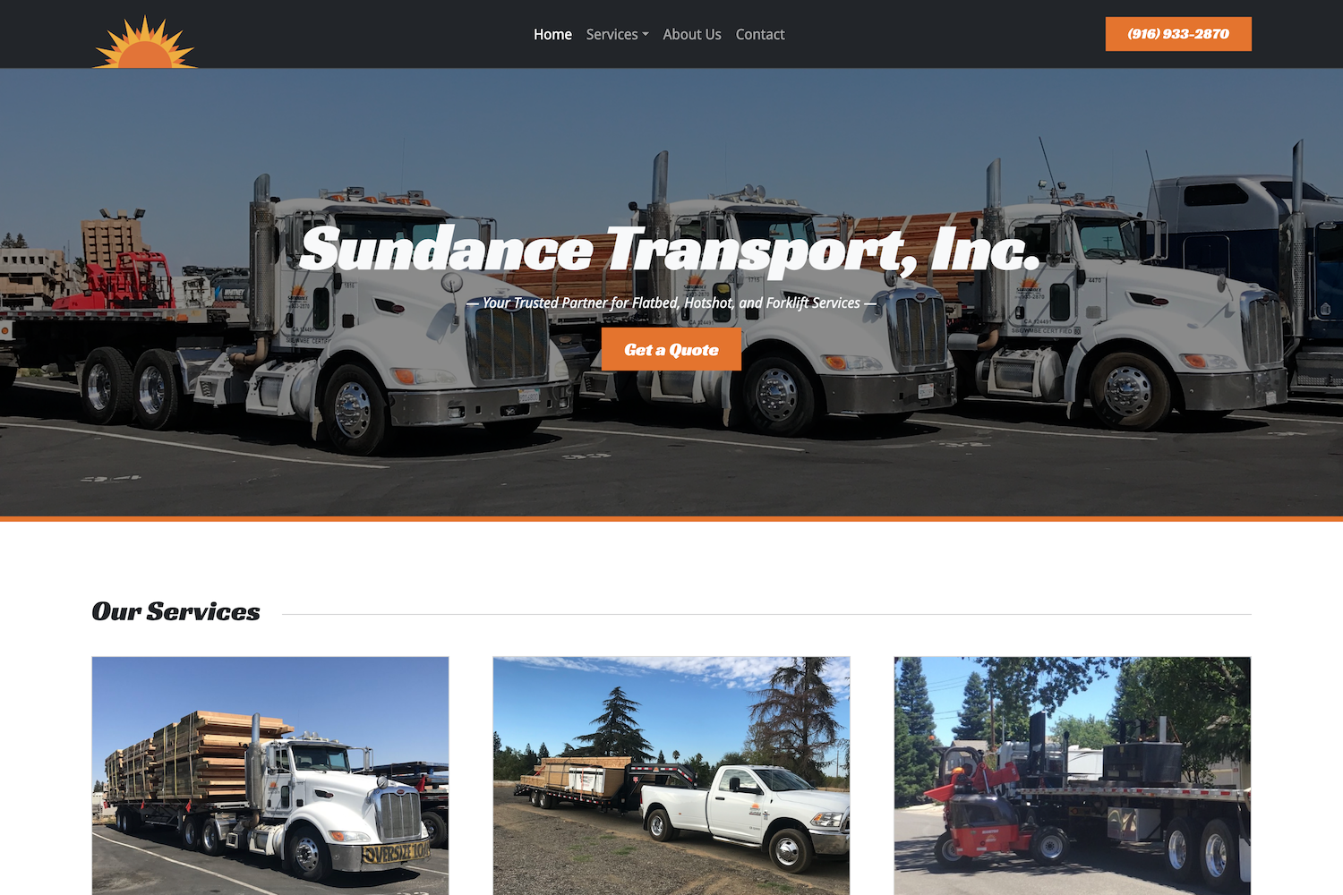 Sundance Transport Website screenshot